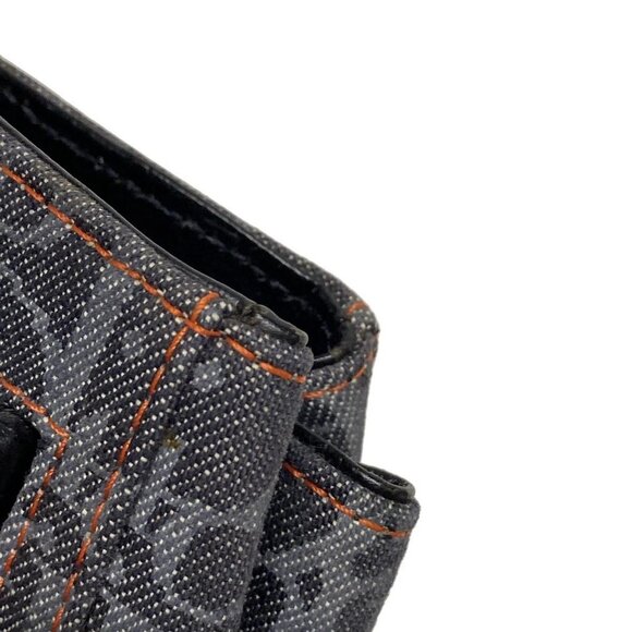 Auth DIOR/ChristianDior Flight Navy Gray Orange Denim Leather Tote Bag - Picture 12 of 16